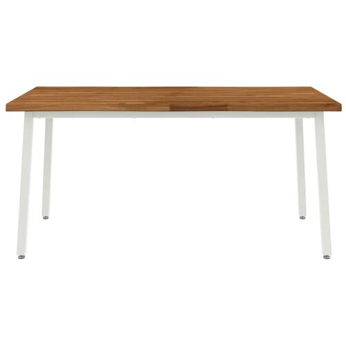  Stol za blagovanje s prirodnim rubom 160 x 90 x 75 cm Prirodna - Prirodna i bijela 160 x 90 x 75 cm Živi rub Slike