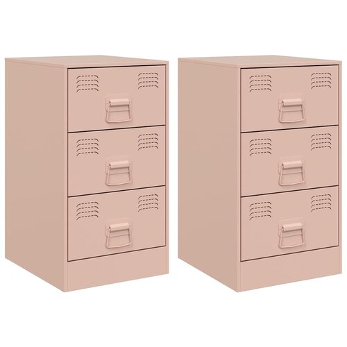 Maison Chic Dvo delni komplet Nočne omarice - Nočne mize roza 34,5x39x62 cm jeklo, (21689635) Slike