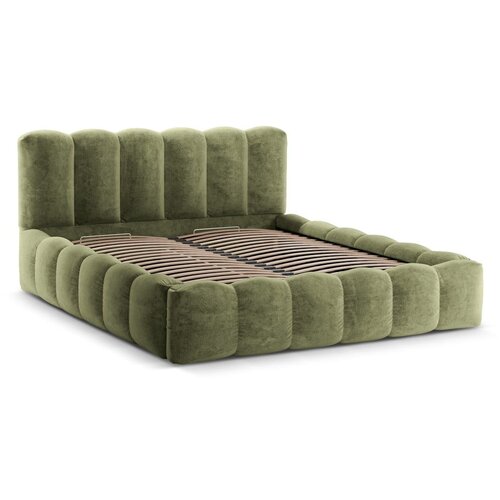Micadoni Zeleni tapecirani bračni krevet s prostorom za pohranu s podnicom 180x200 cm Lupine &amp;ndash; Home Slike