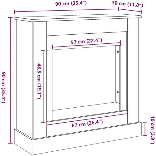  Okvir za kamin boja hrasta 90x30x90 cm od konstruiranog drva Slike