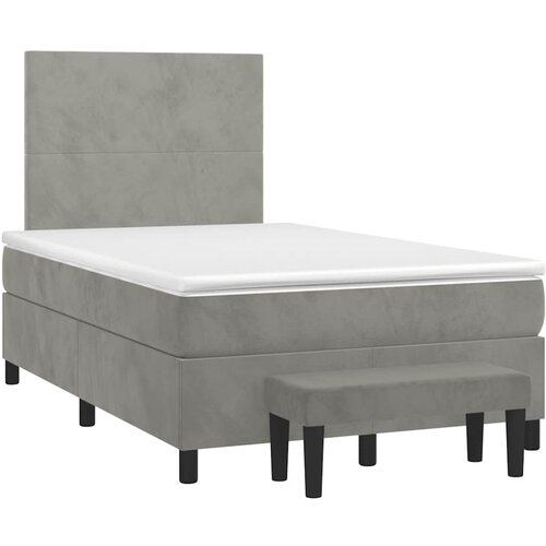 Maison Chic Box spring postelja - Vzmetna postelja z vzmetnico svetlo siva 120x190 cm žamet SL12013, (21902226) Cene