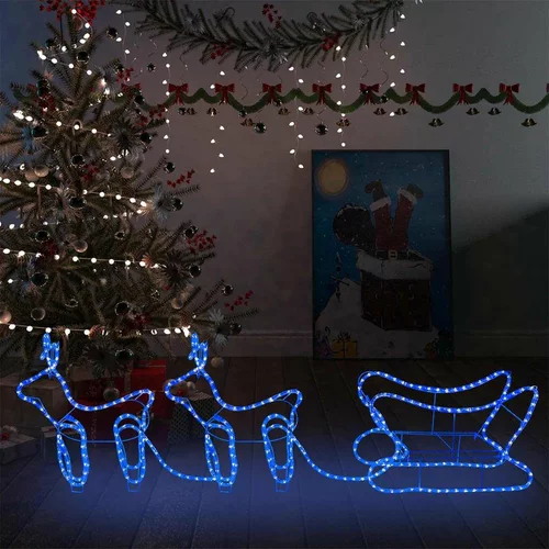 Ukrasni božićni sob i sanjke vanjski s 576 LED žarulja