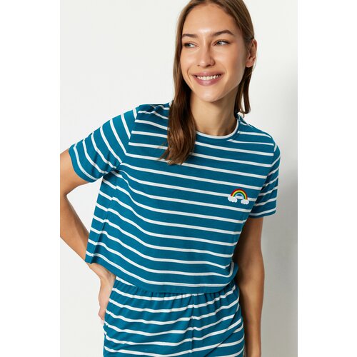 Trendyol Pajama Set - Navy blue - Striped Slike