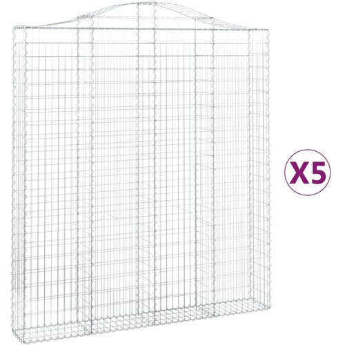 vidaXL Obokane gabion košare 5 kosi 200x30x220/240 cm pocinkano železo, (20981904) Cene
