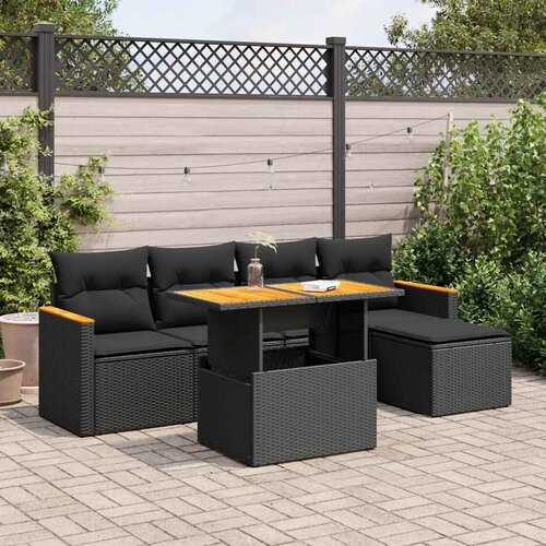  6-dijelni set vrtnih sofa s jastucima crni od poliratana bagrem Cene