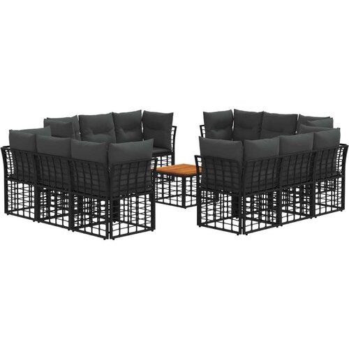  Set vanjskih sofa 13 pcs Crna i tamno siva Poliester - Crna sa stolom Cijene