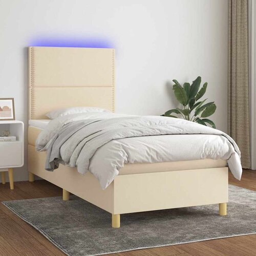  box spring s madracem LED krem 90x200 cm od tkanine Cene