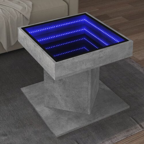 vidaXL Klubska mizica LED betonsko siva 50x50x45 cm inženirski les Cene