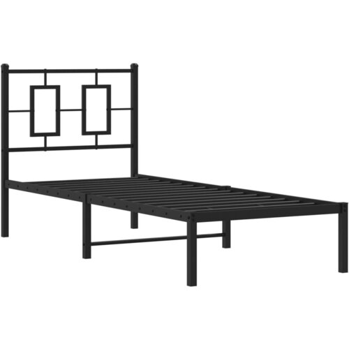 VidaXL Kovinski posteljni okvir z vzglavjem črn 75x190 cm, (21038345) Slike