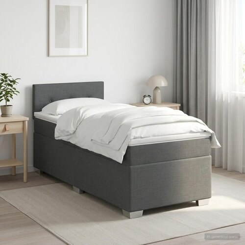  Boxspring krevet s madracem Tamnosiva 80 x 200 cm Tkanina - Tamnosiva 80 x 200 cm Pro&amp;scaron;iveno gumbima Slike