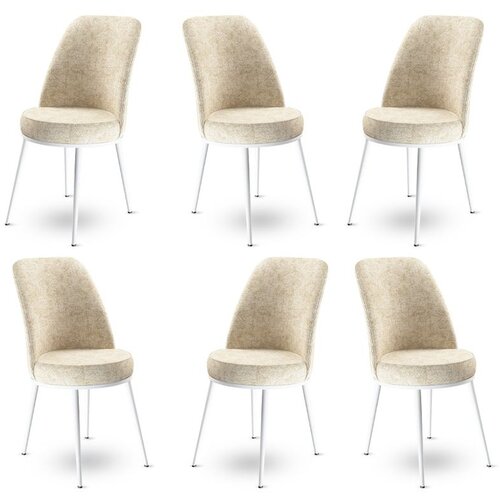 Hanah home Dexa - Cream, White CreamWhite Chair Set (6 Pieces) Cene