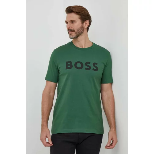 Boss Pamučna majica boja: zelena, s tiskom