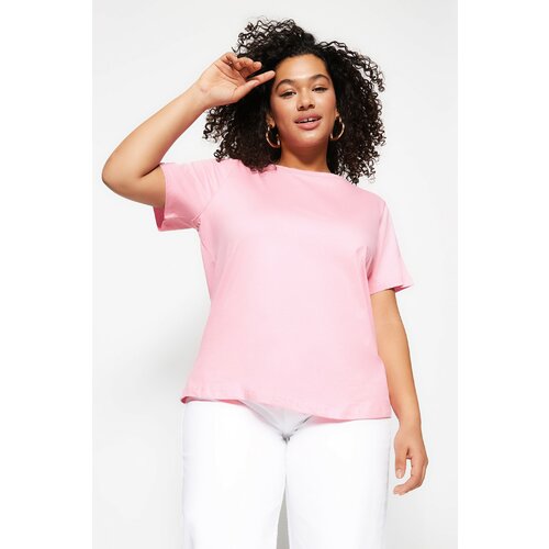 Trendyol Curve Plus Size T-Shirt - Pink - Regular fit Cene