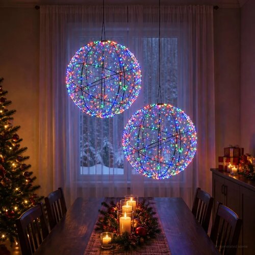  Božićni vrh svjetla 2 kom. 1900 LED lampica Vi&amp;scaron;ebojno - &amp;Scaron;areni &amp;Oslash; 60 x 63 cm 2 Slike