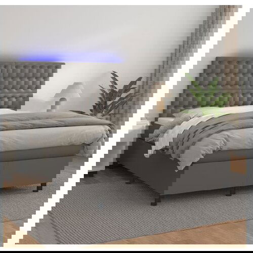 VidaXL Box spring postelja z vzmetnico LED siva 140x190cm um Slike