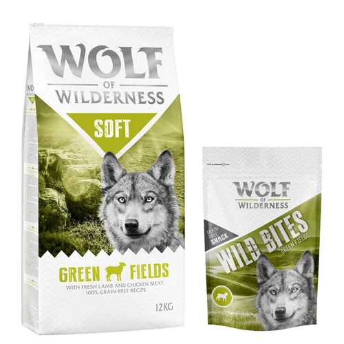 Wolf of Wilderness 12 kg suha hrana + poslastice gratis! - “Green Fields” Soft - janjetina + Green Fields - janjetina