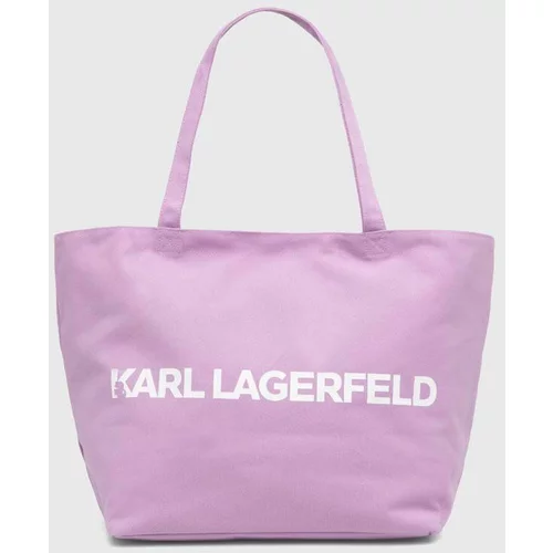 Karl Lagerfeld Bombažna torba vijolična barva