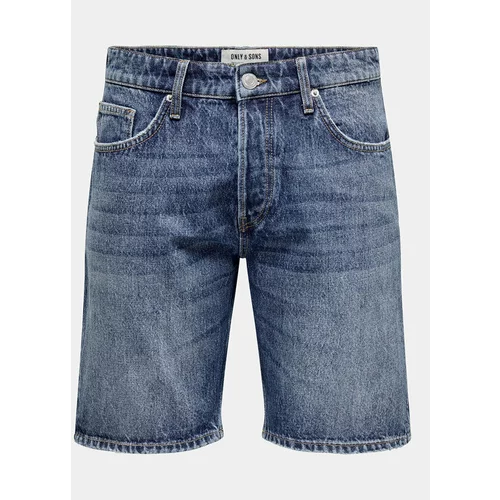 Only & Sons Jeans kratke hlače Edge 22029179 Modra Straight Fit