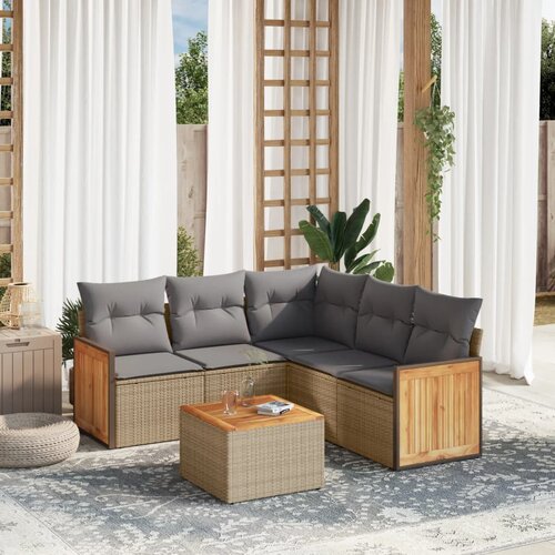  6-dijelni set vrtnih sofa s jastucima bež od poliratana 62 x 62 x 69 cm Cijene