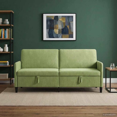 SOFA s pohranom Svijetlo zelena 192 x 78 x 87 cm Poliester Slike