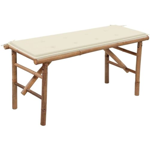  Sklopiva vrtna klupa s jastukom 118 cm od bambusa Slike