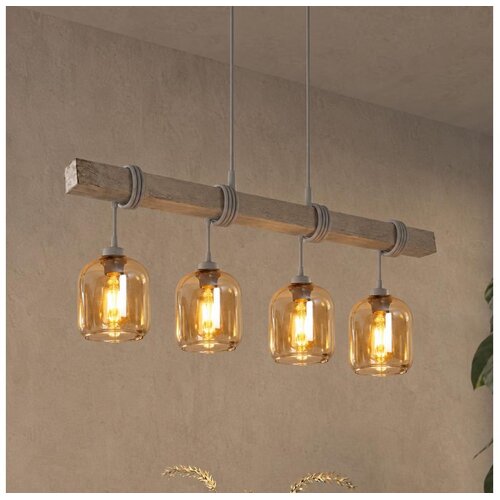 Brilagi Luster na sajli WOOD GLASS 4xE27/60W/230V borovina/siva/dimljeno braon Cene