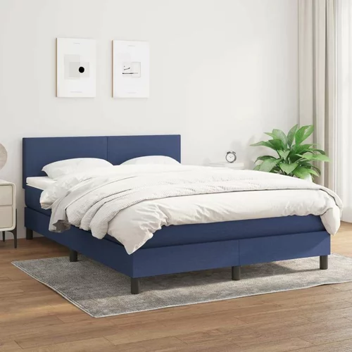  Box spring postelja z vzmetnico modra 140x200 cm blago, (20894739)