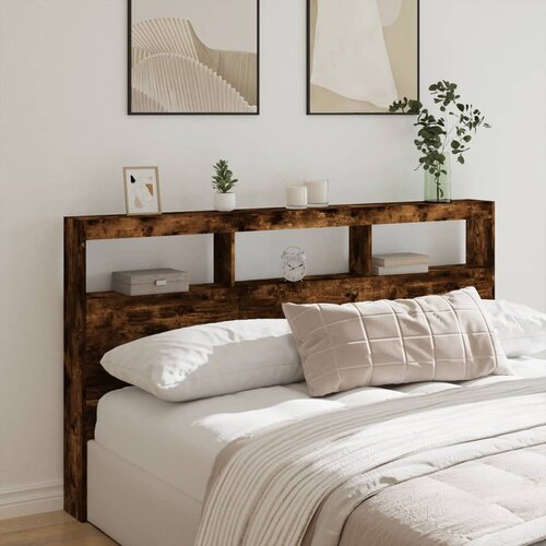 vidaXL Ormarić za uzglavlje LED boja dimljenog hrasta 180x17x102 cm Cijene