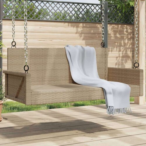 VidaXL Klupa za ljuljanje bež 119 x 56 x 48 cm od poliratana Slike
