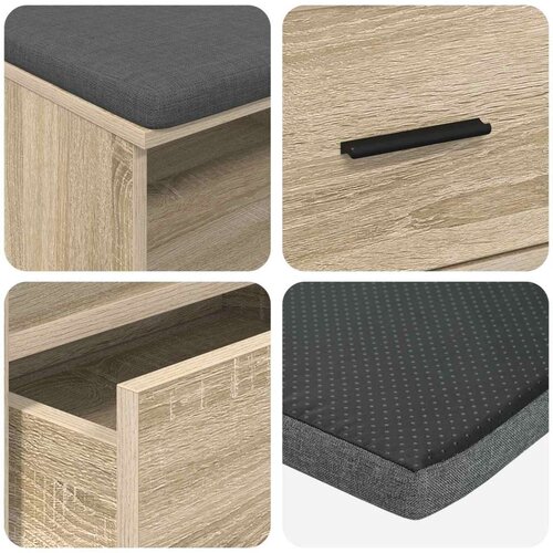  Klupa za hodnik s jastukom Sonoma hrast 100 x 38 x 46 cm Slike