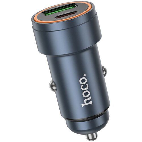 Hoco auto punjač usb a + type c pd QC3.0 3A 30W Z57A metal sivi Slike