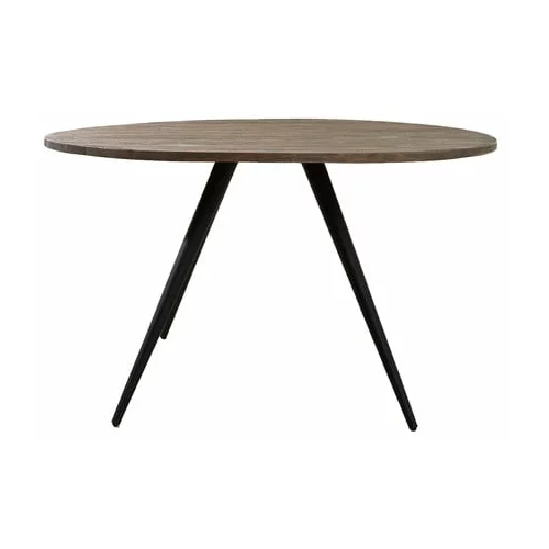Light & Living Crni/tamno smeđi okrugao blagovaonski stol s pločom stola od bagrema ø 140 cm Turi –