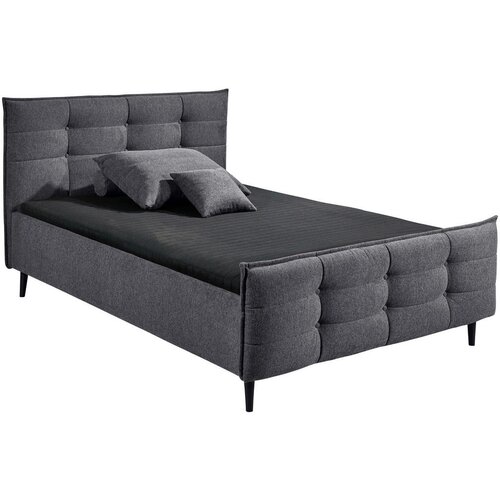 MID.YOU OBLAZINJENA POSTELJA 140 cm x 200 cm , tekstil, leseni material antracit Slike