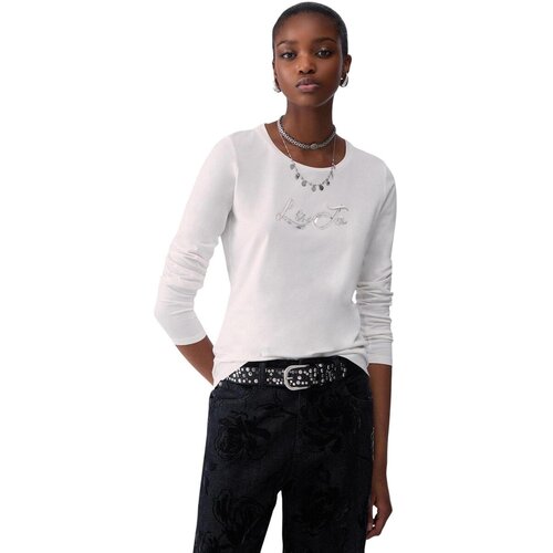 Liu Jo Majice z dolgimi rokavi BASIC T-SHIRT TF6245 JS003 Bela Slike