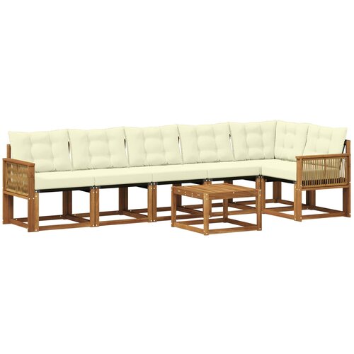 vidaXL Zunanja garnitura za sedenje z blazino 7 pcs Naravna in smetana, (5000273060) Cene