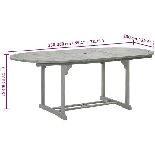  Vrtni stol sivi 200 x 100 x 75 cm od masivnog bagremovog drva Slike
