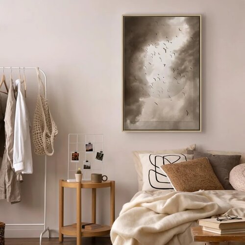  Slika - Birds in the Clouds (1 Part) Vertical 60x90 U prirodnom drvenom okviru Slike
