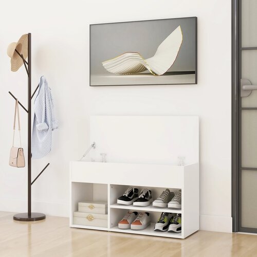  Klupa za cipele bijela 80 x 30 x 45 cm od konstruiranog drva Slike