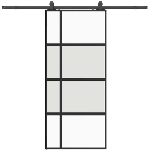 vidaXL Drsna vrata z opremo črna 90x205 cm kaljeno steklo, (22048449) Cene