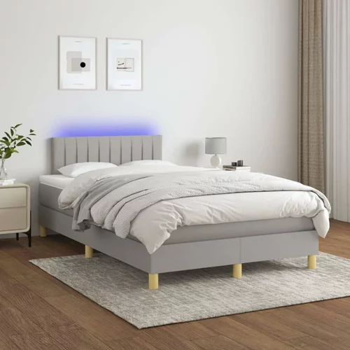  Box spring postelja z vzmetnico LED sv. siva 120x200 cm blago, (20726575)