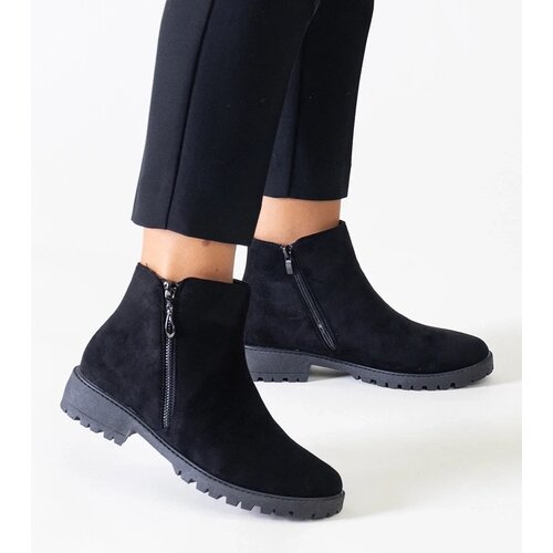 Gemre Black ankle boots with metallic inserts eco-suede Branda Cene