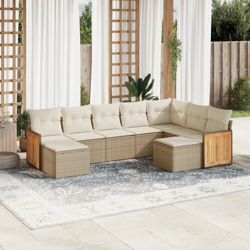 vidaXL 9-dijelni set vrtnih sofa s jastucima bež od poliratana Cijene