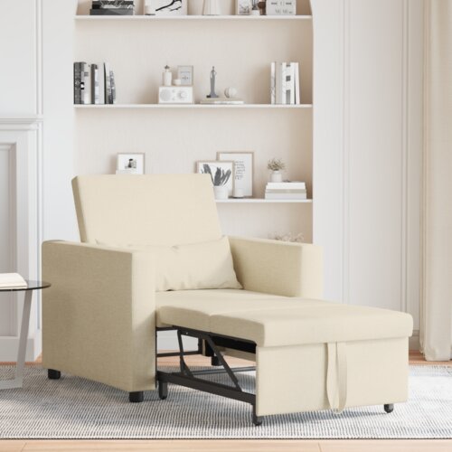  3-u-1 Singl Sofa Krevet Pretvarač Krem Tkanina Slike