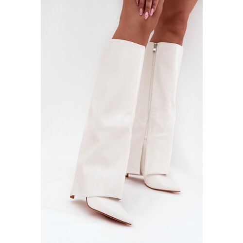 Boto Warm Heeled Boots with Folded Shaft White Tamonia Cijene