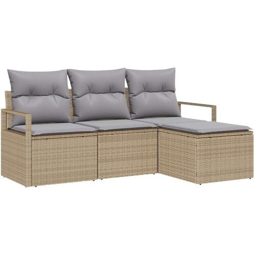  Set vrtnih kauča od 4 dijela s jastucima bež poli ratan dvosed vrtni kauč s jastucima bež poli ratan Cene