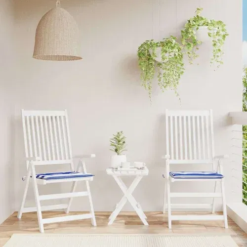  Blazina za vrtni stol 2 kosa modro bele črte 40x40x3 cm blago