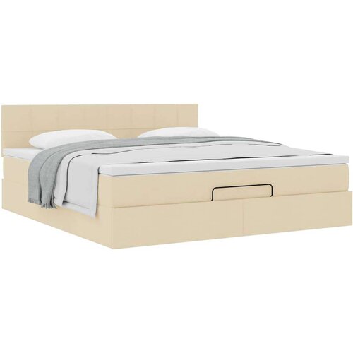 vidaXL Otomanski posteljni okvir z vzmetnico krem 180x200 cm blago Cene