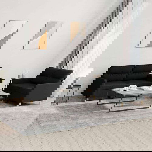  2-dijelni set sofa s jastucima crni od tkanine Cijene