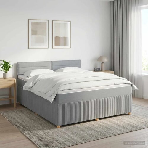  Boxspring krevet s madracem Svjetlosiva 160 x 200 cm Tkanina - Svjetlosiva 160 x 200 cm Dizajn linija Slike