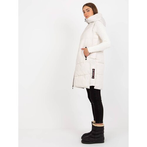 Fashion Hunters Cream long down vest with a hood Cijene